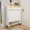 Merax Schuhschrank mit LED 16 Farben – Platzsparender Flurschrank 80×35×105 cm mit Schubladen & Ablagen, weiß Bild 3