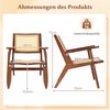 Rattan Akzentstuhl mit Ergonomischer Rückenlehne & Armlehne Bambus Esszimmerstuhl Bild 2