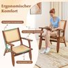 Rattan Akzentstuhl mit Ergonomischer Rückenlehne & Armlehne Bambus Esszimmerstuhl Bild 4