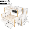 Merax 90*200cm & 140*200cm Kinder-Etagenbett, Doppelbett, multifunktionales Kinderbett, mit Tafel und Schubladen, ohne Matratze, weiß + Eiche Bild 4