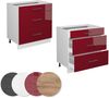 Küchenunterschrank Fame-Line Bordeaux Hochglanz 80 cm mit 3 Schubladen, ohne Arbeitsplatte Vicco Bild 5