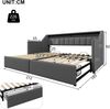 Merax Daybett, Tagesbett, Schlafsofa, Einzelbett 90 x 200cm, Mit USB und Type-C, LED-Leiste mit Fernbedienung, Mit 2 Schubladen, Stauraumtaschen, Multifunktionales Ausziehbett , Ohne Matratze, Grau Bild 4