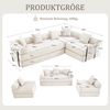 Modulares Sofa aus Cord mit Schlaffunktion & Seitentasche, 270 x 180 x 64 cm, Beige Bild 4
