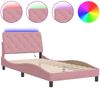 vidaXL Bettgestell mit LED ohne Matratze Rosa 100x200 cm Samt 3213842 Bild 2