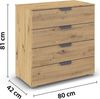 rauch Aditio Box, Kommode, 4 Schubladen, mit Softclose-Funktion, Farbe Eiche Artisan, BxHxT 80x81x42cm Bild 4