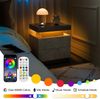 Beistelltisch Mit Einstellbarer LED-Beleuchtung 2 Schubladen Modern Dekorativ Vielseitig,Grau Bild 5