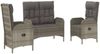 vidaXL 3-tlg. Garten-Essgruppe mit Kissen Grau Poly Rattan 3185091 Bild 3
