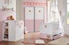 Schwebetürenschrank >CINDY2< (BxHxT: 139x200x65 cm) in WEISS + ABSETZUNGEN ROSE Bild 2