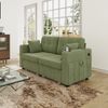 2-Sitzer Sofa aus Chenille 172x75x82 cm mit USB-Anschlüssen & Stauraum, olive Bild 3