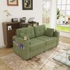2-Sitzer Sofa aus Chenille 172x75x82 cm mit USB-Anschlüssen & Stauraum, olive Bild 2