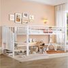 Flieks Hochbett Metallbett Kinderbett 90x200cm mit Treppe und Rausfallschutz Bild 5
