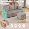 LVHOM Schlafsofa mit LED & USB, Ecksofa mit Ablagefächern, Schublade und Becherhaltern, Schlafcouch aus Cordstoff, frei Kombination, 196x144x85 cm Bild 5