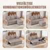 LVHOM Schlafsofa mit LED & USB, Ecksofa mit Ablagefächern, Schublade und Becherhaltern, Schlafcouch aus Cordstoff, frei Kombination, 196x144x85 cm Bild 3