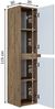 Roomart ATLANTIC-65 Badmöbel - nur Hochschrank - H 115 x B 30 x T 35 cm • Weiß-Eiche Bild 5