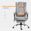 Flieks Relaxsessel mit Hocker, Massagesessel(6 Vibrationspunkte), Heiz- & Liegefunktion, Fußstütze, dicke Polsterung, Bürostuhl, Grau Bild 5