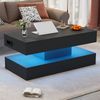 Höhenverstellbarer Couchtisch mit LED-App-Steuerung, verstecktem Stauraum und EU-Steckdosen, 100×50×42 cm, modern schwarz Bild 3