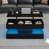 Höhenverstellbarer Couchtisch mit LED-App-Steuerung, verstecktem Stauraum und EU-Steckdosen, 100×50×42 cm, modern schwarz Bild 2