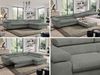 Mks Möbel 'Pedro L-Form' Ecksofa mit Schlaffunktion, verstellbaren Kopfstützen & Bettkasten, Grau, Stoff, mit Topper, rechts Bild 2