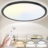 POPOLIC LED Deckenleuchte 24W 3200LM Deckenlampe Flach Dimmbar mit Fernbedienung 3000K-6500K, IP54 Ultra Dünn Schlafzimmer Lampe, Ø30cm Rund Schwarz Bild 5