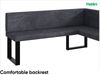 MEBLINI Eckbank für Esszimmer mit ausziehbarem Tisch - Küchenbank - Essecke - Sitzecke Küche - TONI - U-Beine 128x168x87cm Rechts - Dunkelgrau Samt/M Schwarz Hochgl. Bild 5