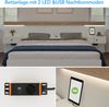 Doppelbett aus Holzwerkstoff mit LED-Nachttischen & USB-Anschluss, 180x200 cm, Eiche/Weiß, ohne Matratze Bild 3