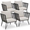 tectake Essgruppe Garten-Loungesessel Sundo im Rope-Design, (Set, 4-tlg), Solide Gestelle aus pulverbeschichtetem Stahl Bild 4