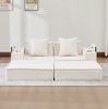 2-Sitzer-Sofa aus Cord mit 2 Kissen & Seitentaschen, 162 x 78 x 66 cm, Beige Bild 3
