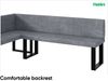 MEBLINI Eckbank für Esszimmer mit ausziehbarem Tisch - Küchenbank - Essecke - Sitzecke Küche - PETER - U-Beine 142x196x87cm Links - Grau Samt/B Weiß Matt Bild 5