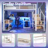 Hochbett mit RGB LED-Streifen, Schreibtisch, Regal, Lattenrost, Treppe, Rausfallschutz, Steckdosen und USB, 140x200cm, Metallbett, Kinderbett Bild 5