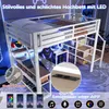 Hochbett mit RGB LED-Streifen, Schreibtisch, Regal, Lattenrost, Treppe, Rausfallschutz, Steckdosen und USB, 140x200cm, Metallbett, Kinderbett Bild 4