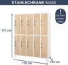 Umkleideschrank Spind BARTEK - 10 Abteile, Etikettenhalter Lüftungsschlitze | Umkleidespind Schließfachschrank Garderobenspind, 172x136x45cm Weiß-Sonoma Eiche Bild 2