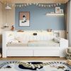 Gepolstertes Daybed, 90x200, mit USB-Anschlüssen und LED-Gürtel, mit Schreibtisch und 2 Schubladen，Weiß, 90 x 200 cm Bild 2