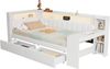 Gepolstertes Daybed, 90x200, mit USB-Anschlüssen und LED-Gürtel, mit Schreibtisch und 2 Schubladen，Weiß, 90 x 200 cm Bild 5