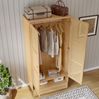 MODFU Kleiderschrank mit Stange, 2-türiger Schrank mit Flip-Top Deckel, Rattannetz Design (für Schlafzimmer und Wohnzimmer, Spanplatte + PE-Rattan) Bild 2