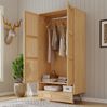 MODFU Kleiderschrank mit Stange, 2-türiger Schrank mit Flip-Top Deckel, Rattannetz Design (für Schlafzimmer und Wohnzimmer, Spanplatte + PE-Rattan) Bild 3