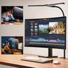 oyajia Schreibtischlampe Dimmbar LED Schreibtischlampe,80cm Doppelkopf klemmbar für Home Office, LED fest integriert, Kaltweiß/Naturweiß/Warmweiß, Schwanenhals-Büro-Tischlampe, mit 5 Farbtemperatur-Helligkeitsstufen Bild 2