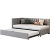 L-förmiges Schlafsofa Ausziehbett Grau Samt 90x200 cm Platzsparend Gästebett Jugendbett mit Auszugfunktion Push-Pull Mechanismus 180cm Liegelänge 120kg Tragkraft Modernes Wohnzimmer Sofabett Bild 3
