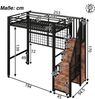 Hochbett mit RGB LED-Streifen, Rausfallschutz, 90x200cm, Treppe mit Regal und Kleiderschrank, Kinderbett, Metallbett Bild 5