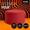 Lumaland Indoor Outdoor Sitzhocker 25x45 cm - Runder Sitzpouf, Sitzsack Bodenkissen, Sitzkissen, Bean Bag Pouf - Wasserabweisend - Pflegeleicht - ideal für Kinder und Erwachsene - Rot Bild 2
