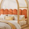 Ausziehbett 140/200×100/200 cm mit Rausfallschutz und Dachrahmen Natur/Orange ohne Matratze Bild 2