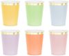 partydeco Becher, Papier, Pappbecher 220ml mit Goldrand 6er Set Bunt Pastell / Gold Bild 2