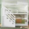 Etagenbett 90×200 cm mit Rausfallschutz, Stauraumtreppe und Schubladen, Weiß, ohne Matratze Bild 3