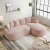 Chaiselongue-Sofa, Chenille mit tiefer Sitzfläche & breiten Armlehnen, 252x164x67 cm, Rosa Bild 3