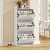 Merax Schuhkipper Schmal mit 3 Klappen, Schuhschrank, Schuhschrank Schuhkommode für Flur Wohnzimmer, Weiß, 60 x 24 x 114cm Bild 5