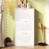 Merax Schuhkipper Schmal mit 3 Klappen, Schuhschrank, Schuhschrank Schuhkommode für Flur Wohnzimmer, Weiß, 60 x 24 x 114cm Bild 2
