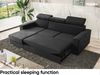 Meblini 'Voss' Schlafcouch mit Bettkasten, Samtstoff, 242 x 168 x 79 cm, Dunkelgrau, Links Bild 5