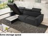 Meblini 'Voss' Schlafcouch mit Bettkasten, Samtstoff, 242 x 168 x 79 cm, Dunkelgrau, Links Bild 4