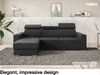 Meblini 'Voss' Schlafcouch mit Bettkasten, Samtstoff, 242 x 168 x 79 cm, Dunkelgrau, Links Bild 2