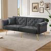 Merax Schlafsofa mit Bettfunktion, 1 Teile, 2-Sitzer-Sofa mit verstellbarer Rückenlehne & goldenen Metallfüßen Bild 2