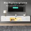 Merax 160*31*22cm weißer Hochglanz-Hängeschrank für 70-Zoll-TV, 30kg Tragfähigkeit, mit LED-Beleuchtung, Bluetooth-APP-Steuerung,Wandmontierter TV-Ständer Bild 5